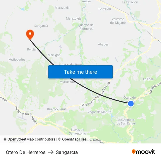 Otero De Herreros to Sangarcía map