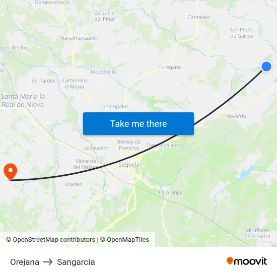 Orejana to Sangarcía map