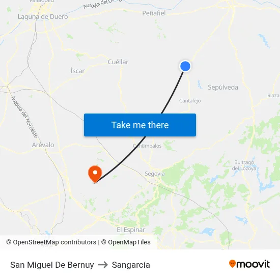 San Miguel De Bernuy to Sangarcía map