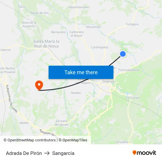 Adrada De Pirón to Sangarcía map