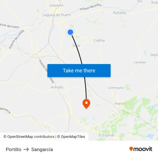 Portillo to Sangarcía map