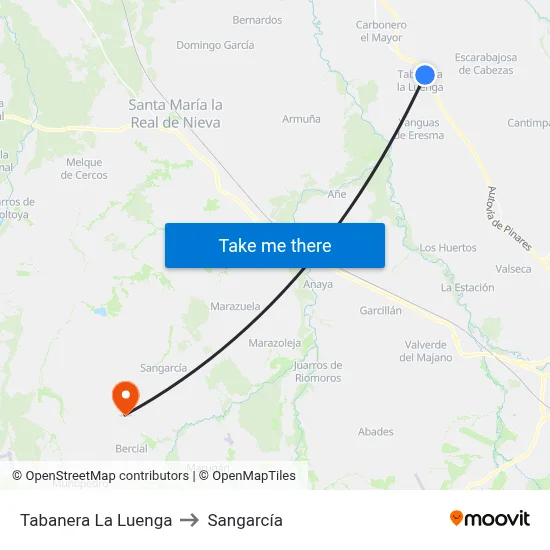 Tabanera La Luenga to Sangarcía map