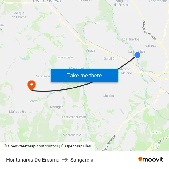 Hontanares De Eresma to Sangarcía map