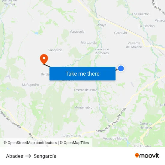 Abades to Sangarcía map
