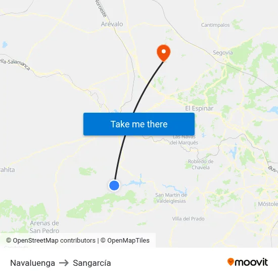 Navaluenga to Sangarcía map