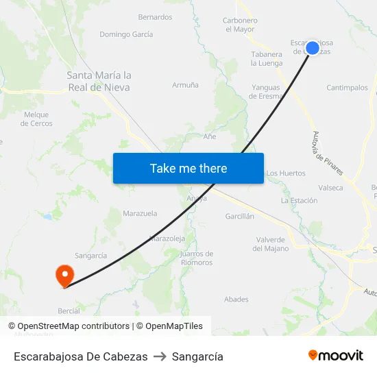Escarabajosa De Cabezas to Sangarcía map