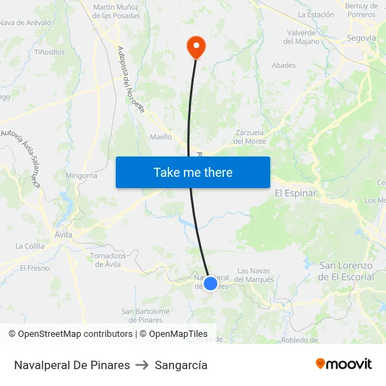 Navalperal De Pinares to Sangarcía map