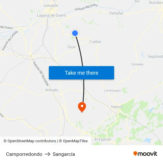 Camporredondo to Sangarcía map