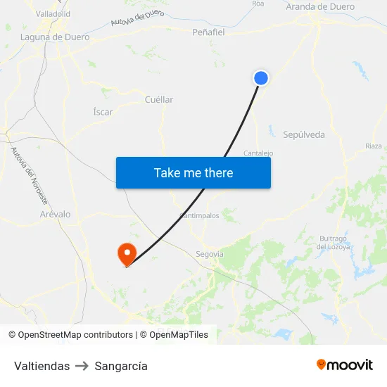 Valtiendas to Sangarcía map
