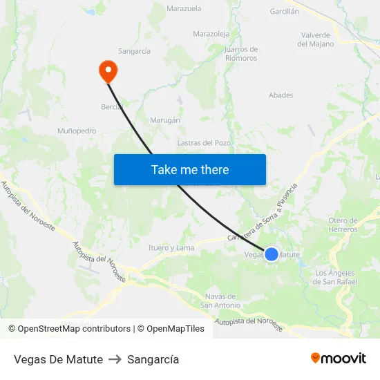 Vegas De Matute to Sangarcía map