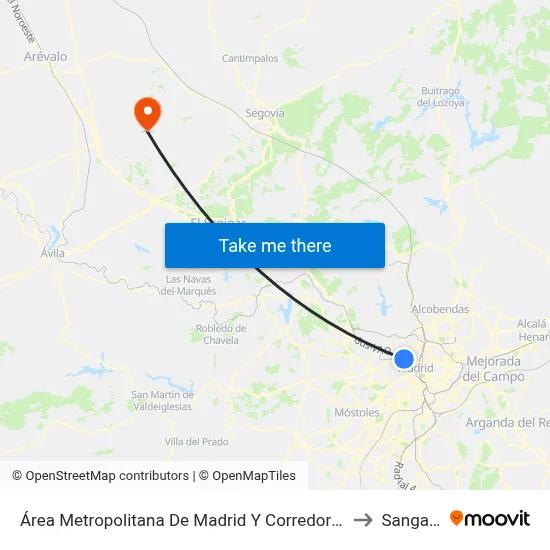 Área Metropolitana De Madrid Y Corredor Del Henares to Sangarcía map