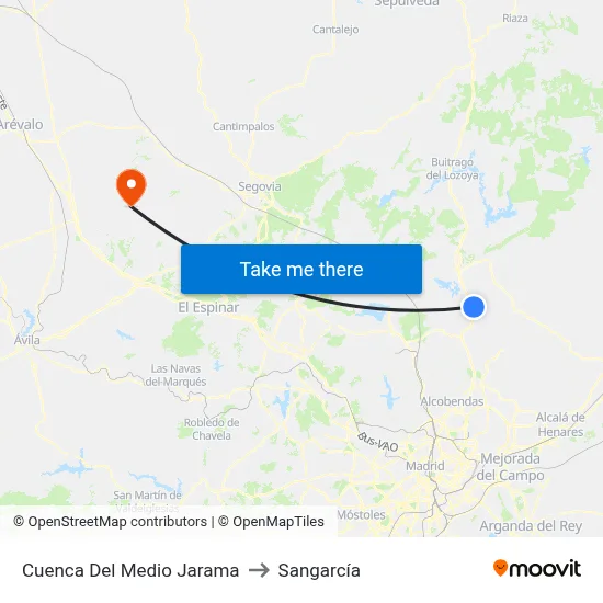 Cuenca Del Medio Jarama to Sangarcía map