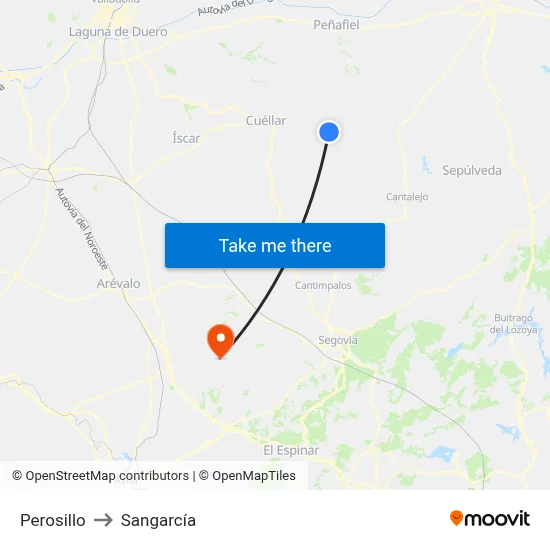 Perosillo to Sangarcía map
