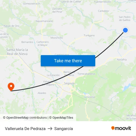 Valleruela De Pedraza to Sangarcía map