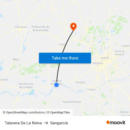 Talavera De La Reina to Sangarcía map