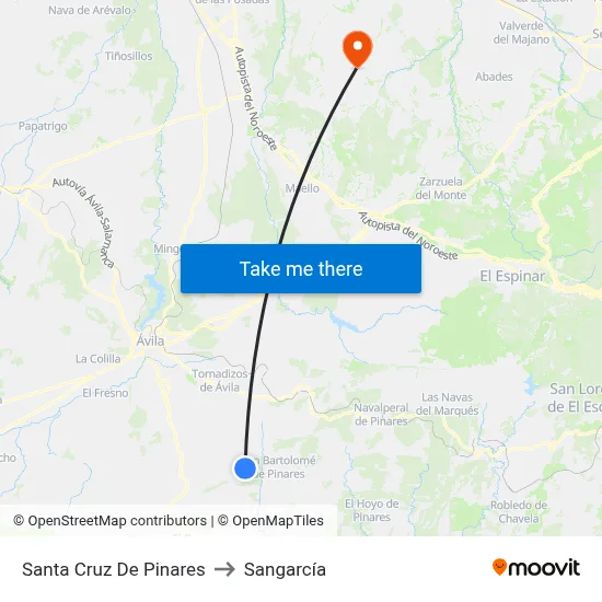 Santa Cruz De Pinares to Sangarcía map
