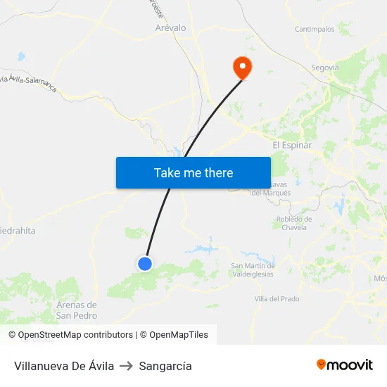 Villanueva De Ávila to Sangarcía map