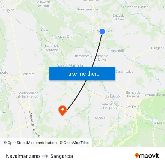 Navalmanzano to Sangarcía map