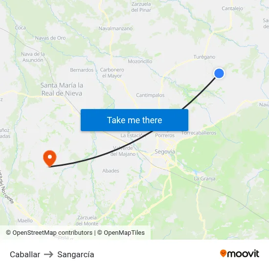 Caballar to Sangarcía map