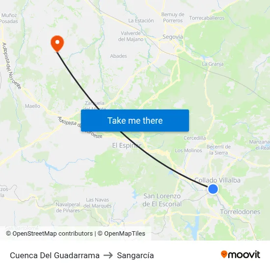 Cuenca Del Guadarrama to Sangarcía map