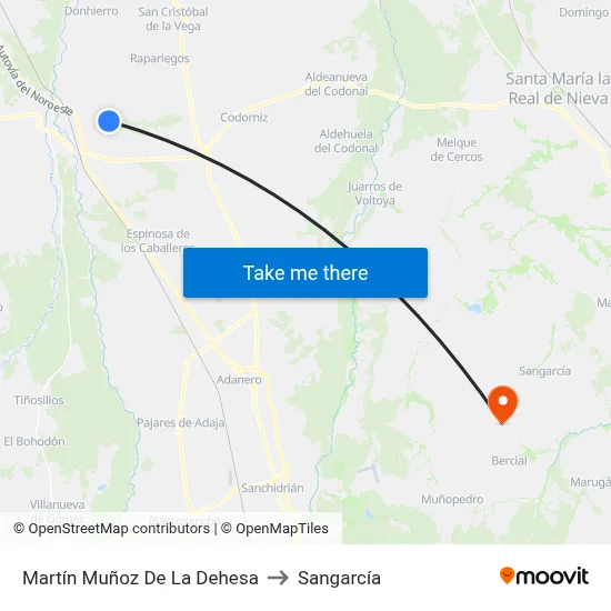 Martín Muñoz De La Dehesa to Sangarcía map