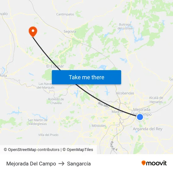 Mejorada Del Campo to Sangarcía map