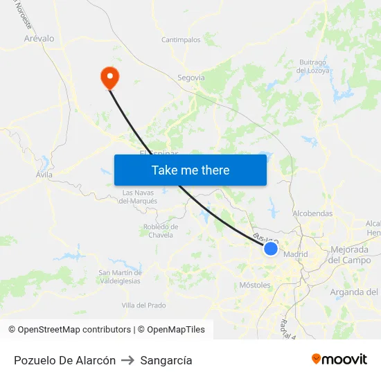 Pozuelo De Alarcón to Sangarcía map