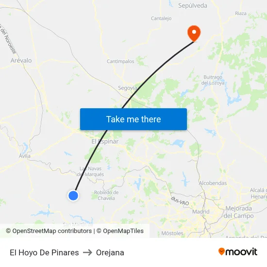 El Hoyo De Pinares to Orejana map