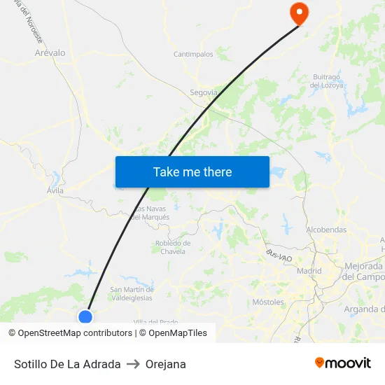 Sotillo De La Adrada to Orejana map