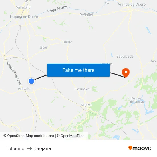 Tolocirio to Orejana map