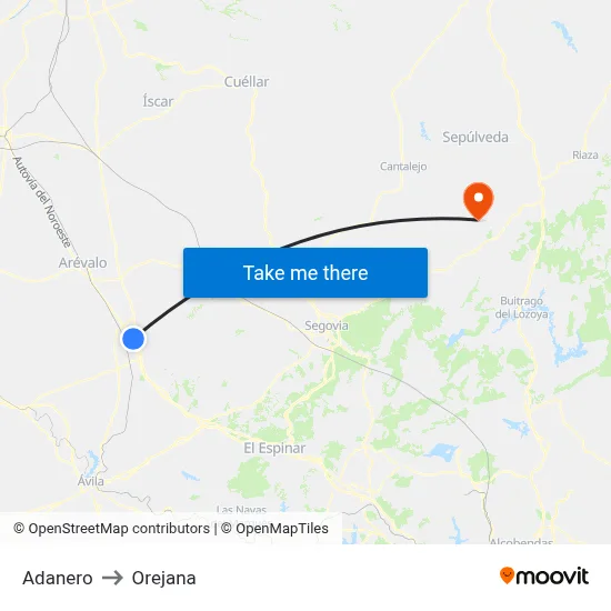 Adanero to Orejana map