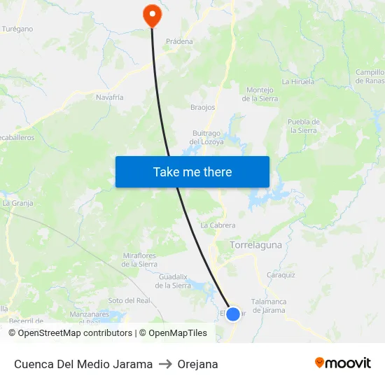 Cuenca Del Medio Jarama to Orejana map