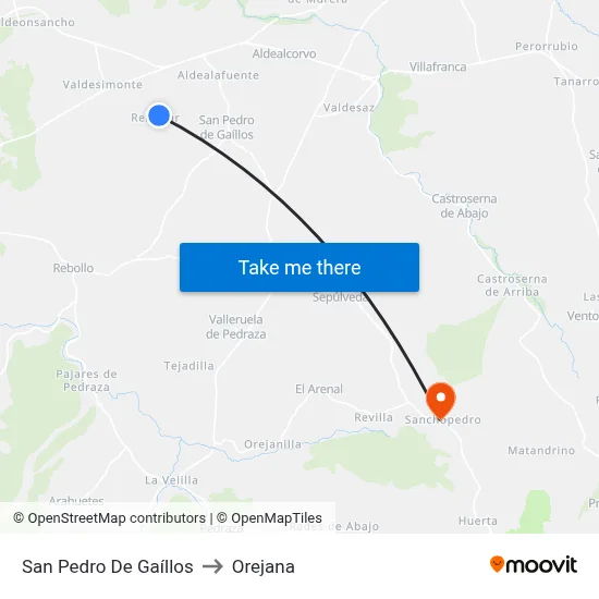 San Pedro De Gaíllos to Orejana map