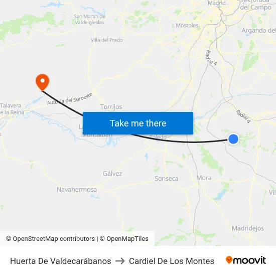 Huerta De Valdecarábanos to Cardiel De Los Montes map