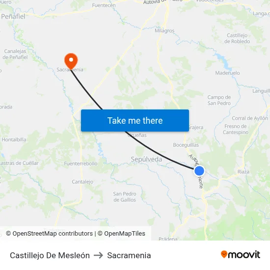 Castillejo De Mesleón to Sacramenia map