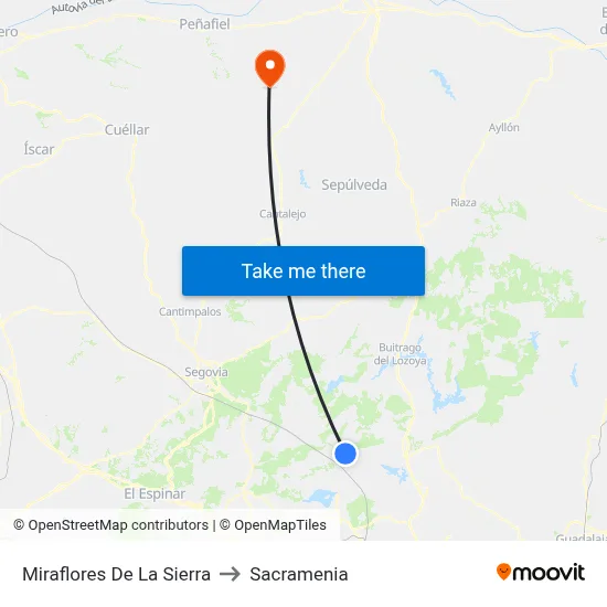 Miraflores De La Sierra to Sacramenia map