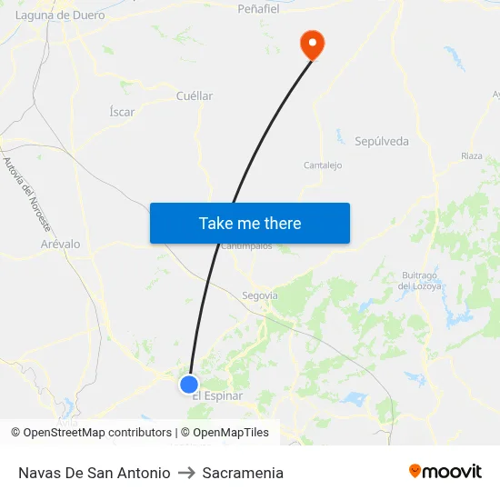 Navas De San Antonio to Sacramenia map