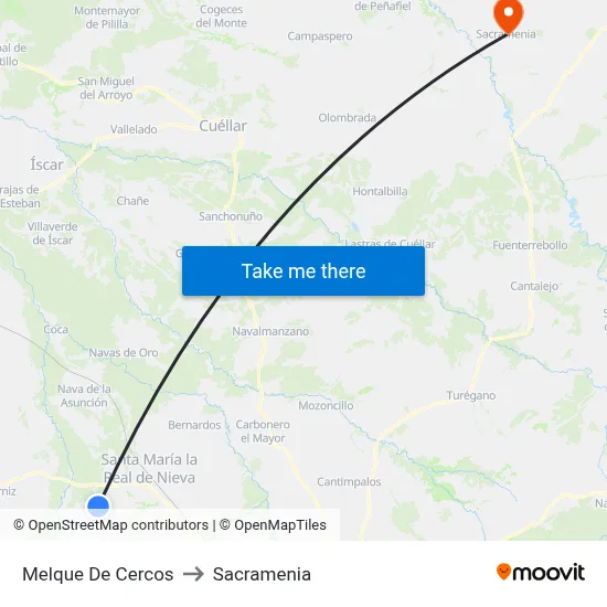 Melque De Cercos to Sacramenia map