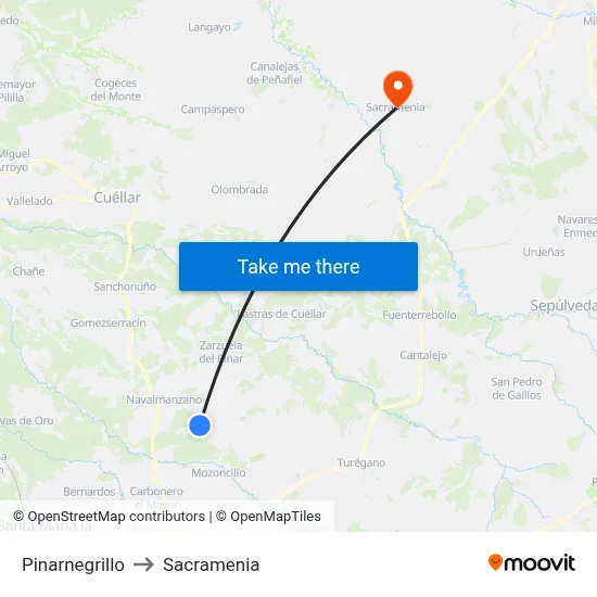 Pinarnegrillo to Sacramenia map