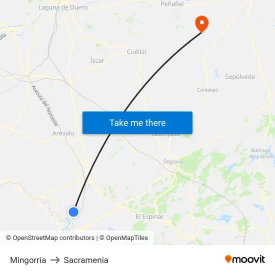 Mingorría to Sacramenia map