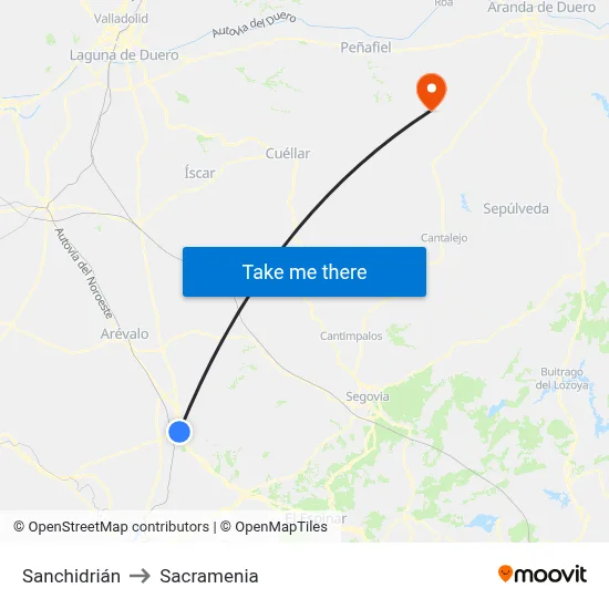Sanchidrián to Sacramenia map