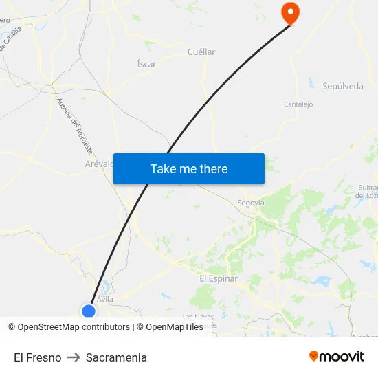 El Fresno to Sacramenia map