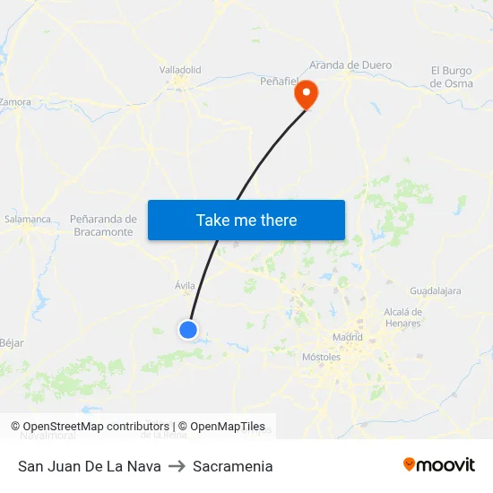 San Juan De La Nava to Sacramenia map