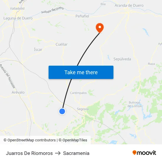 Juarros De Riomoros to Sacramenia map