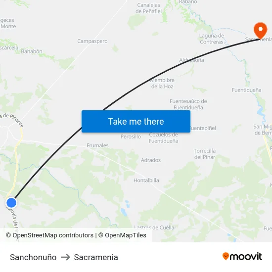 Sanchonuño to Sacramenia map