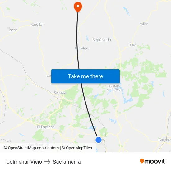 Colmenar Viejo to Sacramenia map