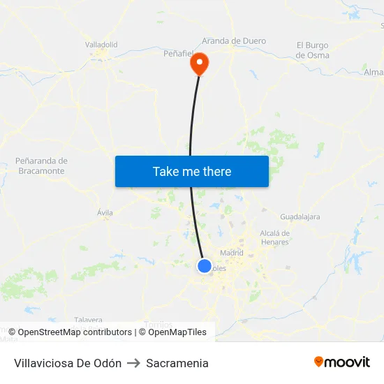 Villaviciosa De Odón to Sacramenia map