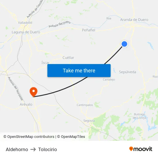 Aldehorno to Tolocirio map