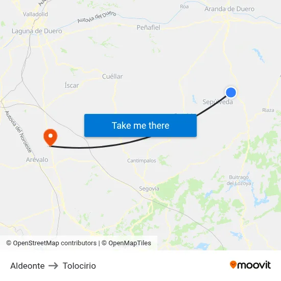 Aldeonte to Tolocirio map