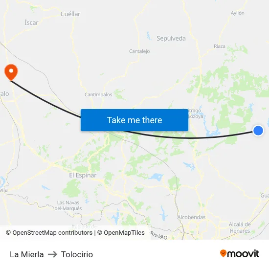 La Mierla to Tolocirio map